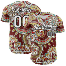 Load image into Gallery viewer, Custom Brown White-Black 3D Pattern Design Rave Party Ethnic Paisley Bandana Authentic Baseball Jersey