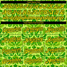 Load image into Gallery viewer, Custom Neon Green Black 3D Pattern Design Rave Party Ethnic Paisley Bandana Authentic Baseball Jersey