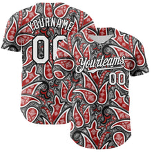 Load image into Gallery viewer, Custom Black White-Red 3D Pattern Design Rave Party Ethnic Paisley Bandana Authentic Baseball Jersey
