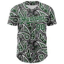 Load image into Gallery viewer, Custom Black Green-White 3D Pattern Design Rave Party Ethnic Paisley Bandana Authentic Baseball Jersey