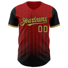 Загрузить изображение в средство просмотра галереи, Custom Red Old Gold-Black 3D Pattern Design Gradient Geometric Shape Authentic Baseball Jersey