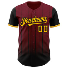 Загрузить изображение в средство просмотра галереи, Custom Crimson Gold-Black 3D Pattern Design Gradient Geometric Shape Authentic Baseball Jersey