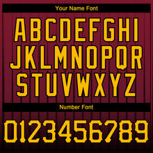 Загрузить изображение в средство просмотра галереи, Custom Crimson Gold-Black 3D Pattern Design Gradient Geometric Shape Authentic Baseball Jersey