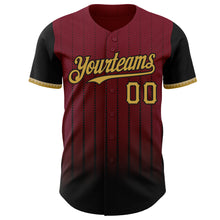 Загрузить изображение в средство просмотра галереи, Custom Crimson Old Gold-Black 3D Pattern Design Gradient Geometric Shape Authentic Baseball Jersey