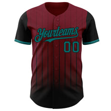 Загрузить изображение в средство просмотра галереи, Custom Crimson Teal-Black 3D Pattern Design Gradient Geometric Shape Authentic Baseball Jersey