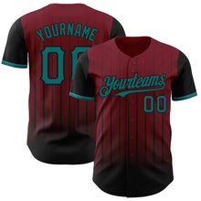 Загрузить изображение в средство просмотра галереи, Custom Crimson Teal-Black 3D Pattern Design Gradient Geometric Shape Authentic Baseball Jersey