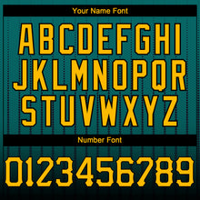 Загрузить изображение в средство просмотра галереи, Custom Teal Gold-Black 3D Pattern Design Gradient Geometric Shape Authentic Baseball Jersey