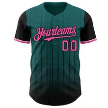 Загрузить изображение в средство просмотра галереи, Custom Teal Pink-Black 3D Pattern Design Gradient Geometric Shape Authentic Baseball Jersey