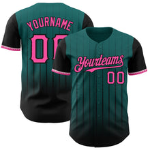 Загрузить изображение в средство просмотра галереи, Custom Teal Pink-Black 3D Pattern Design Gradient Geometric Shape Authentic Baseball Jersey