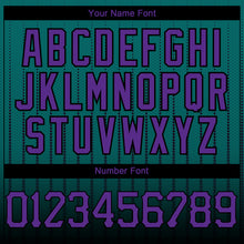 Load image into Gallery viewer, Custom Teal Purple-Black 3D Pattern Design Gradient Geometric Shape Authentic Baseball Jersey