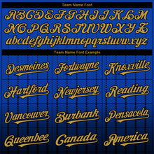 Load image into Gallery viewer, Custom Thunder Blue Old Gold-Black 3D Pattern Design Gradient Geometric Shape Authentic Baseball Jersey