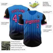 Load image into Gallery viewer, Custom Electric Blue Pink-Black 3D Pattern Design Gradient Geometric Shape Authentic Baseball Jersey