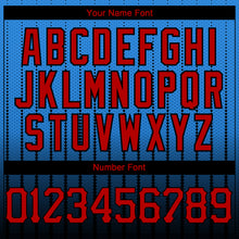 Load image into Gallery viewer, Custom Electric Blue Red-Black 3D Pattern Design Gradient Geometric Shape Authentic Baseball Jersey