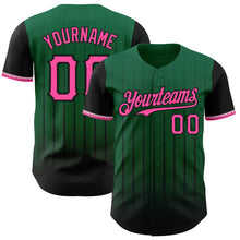 Load image into Gallery viewer, Custom Kelly Green Pink-Black 3D Pattern Design Gradient Geometric Shape Authentic Baseball Jersey