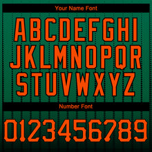 Load image into Gallery viewer, Custom Kelly Green Orange-Black 3D Pattern Design Gradient Geometric Shape Authentic Baseball Jersey