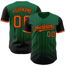 Load image into Gallery viewer, Custom Kelly Green Orange-Black 3D Pattern Design Gradient Geometric Shape Authentic Baseball Jersey