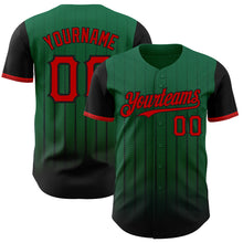 Load image into Gallery viewer, Custom Kelly Green Red-Black 3D Pattern Design Gradient Geometric Shape Authentic Baseball Jersey