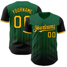 Загрузить изображение в средство просмотра галереи, Custom Kelly Green Gold-Black 3D Pattern Design Gradient Geometric Shape Authentic Baseball Jersey