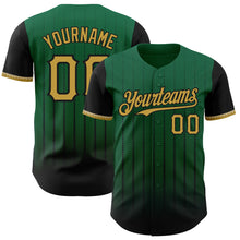 Load image into Gallery viewer, Custom Kelly Green Old Gold-Black 3D Pattern Design Gradient Geometric Shape Authentic Baseball Jersey