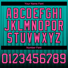 Load image into Gallery viewer, Custom Aqua Pink-Black 3D Pattern Design Gradient Geometric Shape Authentic Baseball Jersey