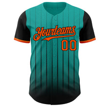 Загрузить изображение в средство просмотра галереи, Custom Aqua Orange-Black 3D Pattern Design Gradient Geometric Shape Authentic Baseball Jersey