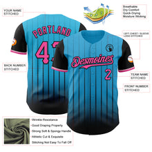 Load image into Gallery viewer, Custom Sky Blue Pink-Black 3D Pattern Design Gradient Geometric Shape Authentic Baseball Jersey