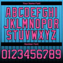 Load image into Gallery viewer, Custom Sky Blue Pink-Black 3D Pattern Design Gradient Geometric Shape Authentic Baseball Jersey
