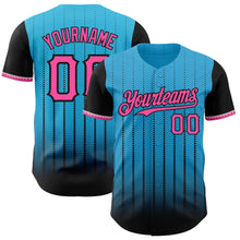 Load image into Gallery viewer, Custom Sky Blue Pink-Black 3D Pattern Design Gradient Geometric Shape Authentic Baseball Jersey