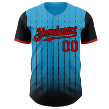 Load image into Gallery viewer, Custom Sky Blue Red-Black 3D Pattern Design Gradient Geometric Shape Authentic Baseball Jersey