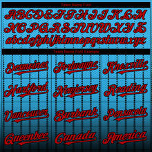 Load image into Gallery viewer, Custom Sky Blue Red-Black 3D Pattern Design Gradient Geometric Shape Authentic Baseball Jersey