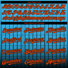 Load image into Gallery viewer, Custom Sky Blue Orange-Black 3D Pattern Design Gradient Geometric Shape Authentic Baseball Jersey