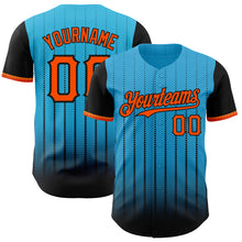 Load image into Gallery viewer, Custom Sky Blue Orange-Black 3D Pattern Design Gradient Geometric Shape Authentic Baseball Jersey