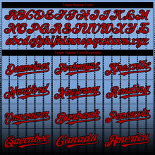 Load image into Gallery viewer, Custom Light Blue Red-Black 3D Pattern Design Gradient Geometric Shape Authentic Baseball Jersey