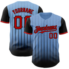 Load image into Gallery viewer, Custom Light Blue Red-Black 3D Pattern Design Gradient Geometric Shape Authentic Baseball Jersey
