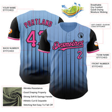 Load image into Gallery viewer, Custom Light Blue Pink-Black 3D Pattern Design Gradient Geometric Shape Authentic Baseball Jersey