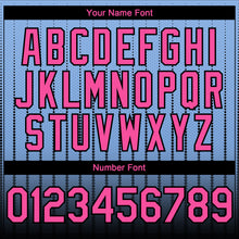 Load image into Gallery viewer, Custom Light Blue Pink-Black 3D Pattern Design Gradient Geometric Shape Authentic Baseball Jersey