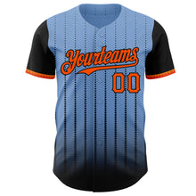 Load image into Gallery viewer, Custom Light Blue Orange-Black 3D Pattern Design Gradient Geometric Shape Authentic Baseball Jersey