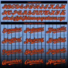 Load image into Gallery viewer, Custom Light Blue Orange-Black 3D Pattern Design Gradient Geometric Shape Authentic Baseball Jersey