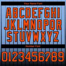 Load image into Gallery viewer, Custom Light Blue Orange-Black 3D Pattern Design Gradient Geometric Shape Authentic Baseball Jersey