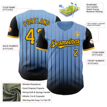 Load image into Gallery viewer, Custom Light Blue Gold-Black 3D Pattern Design Gradient Geometric Shape Authentic Baseball Jersey
