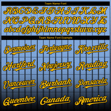 Load image into Gallery viewer, Custom Light Blue Gold-Black 3D Pattern Design Gradient Geometric Shape Authentic Baseball Jersey