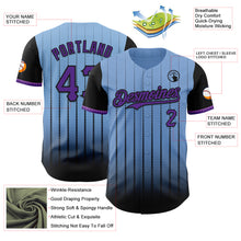 Load image into Gallery viewer, Custom Light Blue Purple-Black 3D Pattern Design Gradient Geometric Shape Authentic Baseball Jersey