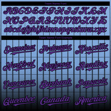 Load image into Gallery viewer, Custom Light Blue Purple-Black 3D Pattern Design Gradient Geometric Shape Authentic Baseball Jersey