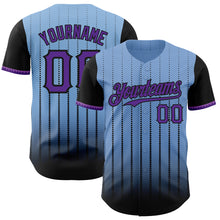 Load image into Gallery viewer, Custom Light Blue Purple-Black 3D Pattern Design Gradient Geometric Shape Authentic Baseball Jersey