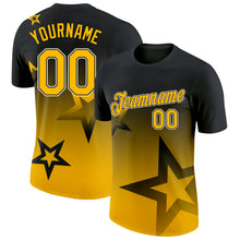 Загрузить изображение в средство просмотра галереи, Custom Black Gold-White 3D Pattern Design Gradient Style Twinkle Star Performance T-Shirt