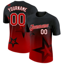 Load image into Gallery viewer, Custom Black Red-White 3D Pattern Design Gradient Style Twinkle Star Performance T-Shirt