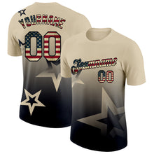 Charger l'image dans la galerie, Custom Cream Vintage USA Flag-Black 3D Pattern Design Gradient Style Twinkle Star Performance T-Shirt