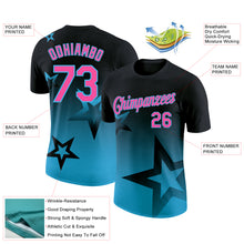 Загрузить изображение в средство просмотра галереи, Custom Black Pink-Sky Blue 3D Pattern Design Gradient Style Twinkle Star Performance T-Shirt