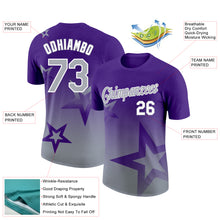 Загрузить изображение в средство просмотра галереи, Custom Purple Gray-White 3D Pattern Design Gradient Style Twinkle Star Performance T-Shirt