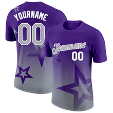 Загрузить изображение в средство просмотра галереи, Custom Purple Gray-White 3D Pattern Design Gradient Style Twinkle Star Performance T-Shirt